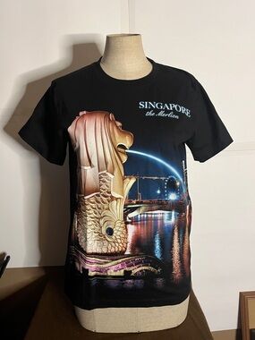 Singapore the Merlion graphic Tshirt lights colourful